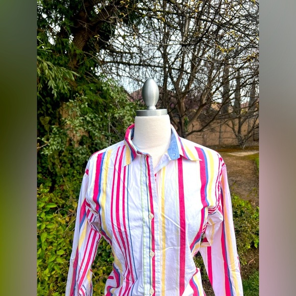TALBOTS Colorful 😁 Striped Button-Up Shirt - Picture 6 of 7